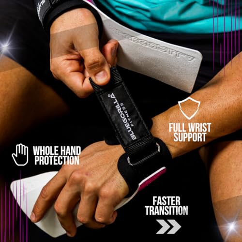 BLUEGORILLA Competitor 2.0 - Calleras para Crossfit. Super Grip! Sin Magnesio!. Máxima adherencia y protección en Tus Manos. Gimnasio,Box,calistenia, etc. Neopreno de protección en muñeca (M)