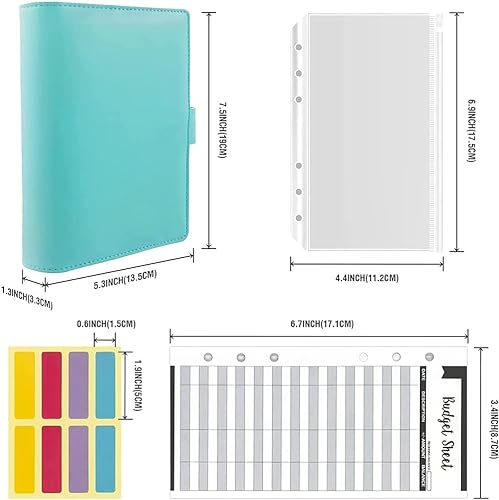 Bmocoen Cubierta de de sobres de ahorro de dinero A6, impermeable, transparente, planificador de costes, azul