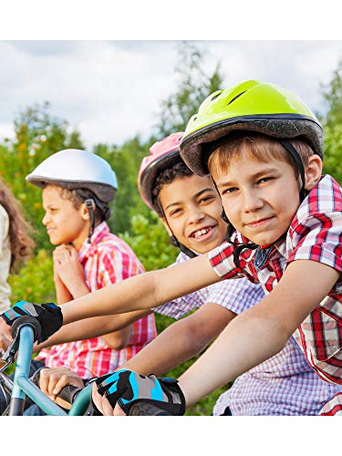 Boao 3 Pares de Guantes Deportivos Guantes de Mitad de Dedos de Niños Guantes de Gel Antideslizantes para Ciclismo (Azul, Camuflaje Gris, Negro, Talla de 6-10 Años de Edad)