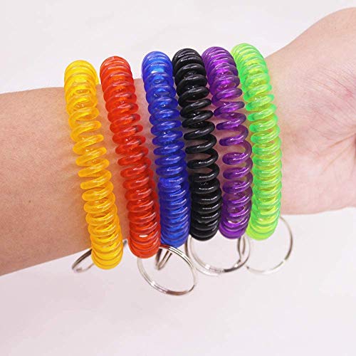 BOBOZHONG Llaveros de muñequera Espiral,7PCS Llavero de muñeca de Resorte Espiral de Estiramiento Muñequera Llavero Llavero, para Gimnasio, Piscina, Llaves