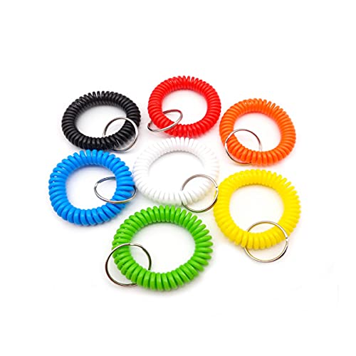 BOBOZHONG Llaveros de muñequera Espiral,7PCS Llavero de muñeca de Resorte Espiral de Estiramiento Muñequera Llavero Llavero, para Gimnasio, Piscina, Llaves