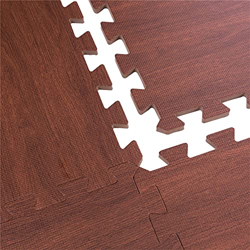 BodenMax Esterilla puzzle antideslizante suelo gimnasio espuma EVA suelo colchoneta | Efecto madera Oscura 30 x 30 x 1 cm | 18 piezas