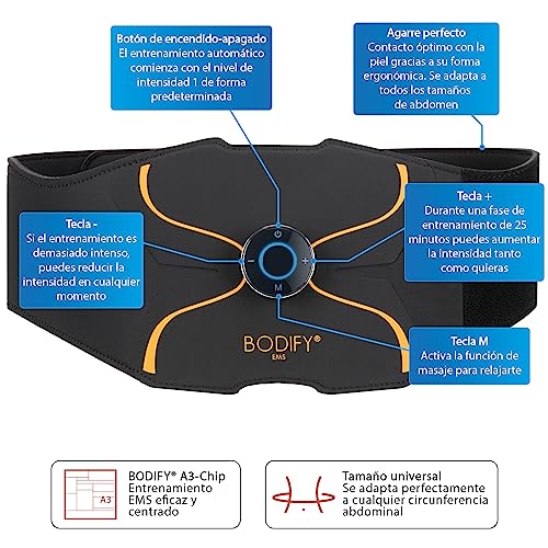 Bodify® Entrenador EMS para Abdominales Pro - ¡Estimulación focalizada de los Abdominales! - Desarrollo Muscular - Entrenador Abdominal - Dispositivo de estimulación Muscular Abdominal - El Original