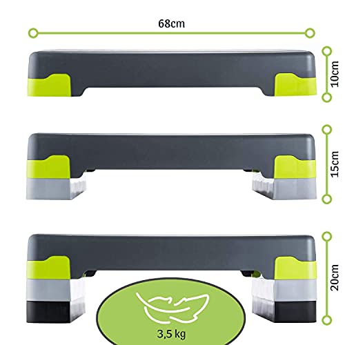 Body & Mind® Aerobic Stepping Board Elite 3-Step-Bench con Alfombrilla Antideslizante Gratuita y Libro electrónico de Entrenamiento Exclusivo