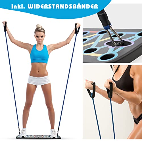 Body & Mind® Tabla de Flexiones; Tabla de Fitness Multifuncional Plegable para Entrenamiento de Todo el Cuerpo y Flexiones efectivas; agarres para Flexiones con Correas de Entrenamiento gratuitas