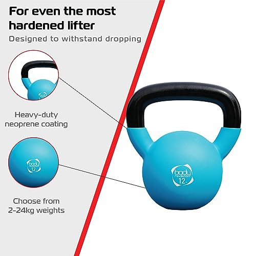 Body Revolution Neopreno Pesa Rusa – Revestido de Goma Hierro Fundido Kettlebells -Gama De Pesos y Tamaños Se Vende por Separado - 8kg