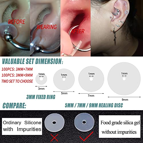 BodyAce 100 piezas de respaldos transparentes para piercing de tope, disco de silicona estabiliza los pendientes, sin tirones que se caen