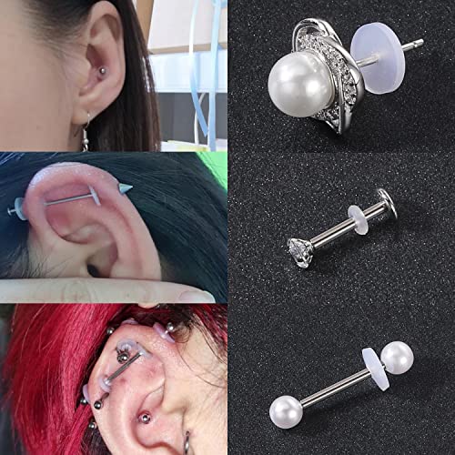 BodyAce 100 piezas de respaldos transparentes para piercing de tope, disco de silicona estabiliza los pendientes, sin tirones que se caen