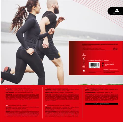 Bodyathlon – L Carnitina 3000 Cápsulas– 180 cápsulas- Aumento de Energía y resistencia –Mejora del rendimiento y la recuperación- Suplemento Deportivo- 750mg por cápsula