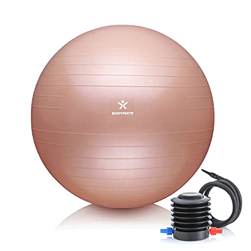 BODYMATE Pelota de Ejercicio para Fitnes con Sistema antirreventones | con bombín | Bola de Yoga Pilates y Ejercicio | Balón para Sentarse | Balon de Ejercicio para Fitness