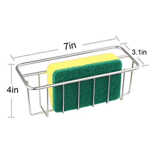 Bogeer 2 en 1 Organizador de Fregadero sin taladrar, Soporte de Esponja de Acero Inoxidable, Organizador de Cocina para Organizador de Carrito de Fregadero, Soporte de paño de Cocina (01)