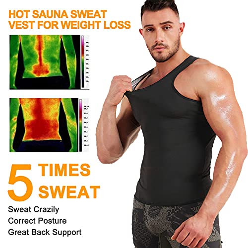 Bogutongjin Chaleco Sauna Adelgazante,Camiseta Reductora Hombre, Camiseta Tirantes Deporte para Sudar Rapido & Reducir Abdomen Gym Running Fitness (L/XL)