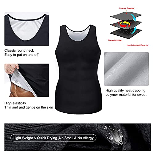 Bogutongjin Chaleco Sauna Adelgazante,Camiseta Reductora Hombre, Camiseta Tirantes Deporte para Sudar Rapido & Reducir Abdomen Gym Running Fitness (L/XL)