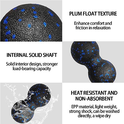 Bola de masaje de maní, Pelota de masaje doble Lacrosse, Bola de masaje negra en forma de maní, Bola de masaje de maní para relajar los músculos y la fascia.