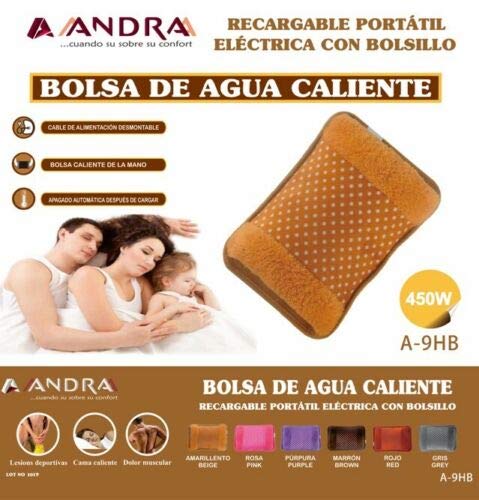 Bolsa de Agua Caliente Eléctrica Recargable y Portable eficaz para Aliviar Dolores musculares y Cama Caliente recargable en 15 minutos (Morado)