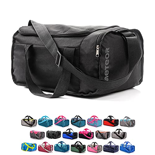 Bolsa de Deporte Gimnasio Fitness Viaje Vacaciones Deportiva - Bolso Universal con Bandolera - Bolsa plegada Ideal para jóvenes y Adultos, Hombre y Mujer 20L y 40L (Negro2, 40 L)