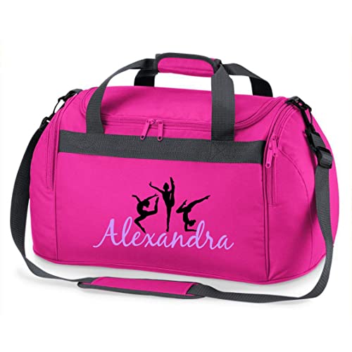 Bolsa de Deporte Personalizada e Impresa con Nombre, Gimnasia rítmica, Bolsa de Viaje para niñas, con Nombre Impreso (Rosa)