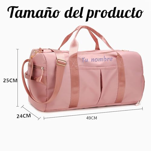 Bolsa de Gimnasio Bordada con Nombre Personalizado, Bolsa Deportiva Personalizada con Bolsillos húmedos y Secos y Compartimento para Zapatos, Bolsa de Mano Impermeable Durante la Noche (Negro)