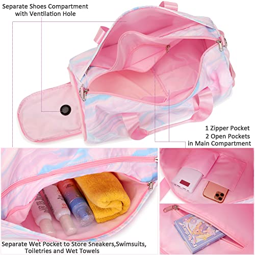 Bolsa de Viaje Niña Bolsa de Deporte Chica Bolsas de Baile Niña Mujer Bolsa de Gimnasia,Bolsa de Viaje con Bolsillo Impermeable y Compartimento Zapatos,para Gimnasia,Natación, Lección de Tenis