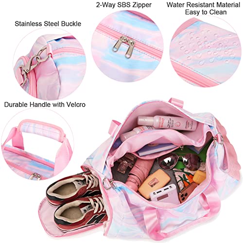 Bolsa de Viaje Niña Bolsa de Deporte Chica Bolsas de Baile Niña Mujer Bolsa de Gimnasia,Bolsa de Viaje con Bolsillo Impermeable y Compartimento Zapatos,para Gimnasia,Natación, Lección de Tenis