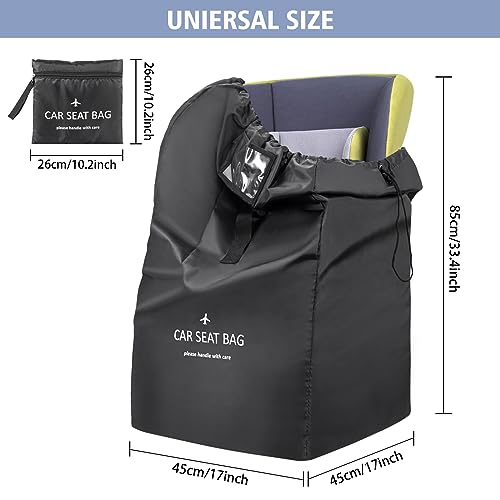 Bolsa de viaje para asiento de coche - YSSHUI Bolsa de viaje ideal para viaje aéreo, nylon, tamaño universal, se adapta a la mayoría de los asientos de coche, incluye correa para el hombro (negro)