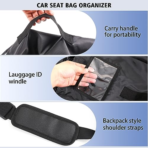 Bolsa de viaje para asiento de coche - YSSHUI Bolsa de viaje ideal para viaje aéreo, nylon, tamaño universal, se adapta a la mayoría de los asientos de coche, incluye correa para el hombro (negro)