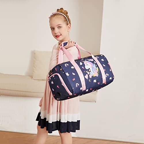 Bolsa Deporte para Infantil Niños Unicornio Bolso de Fin de Semana Niña Bolsa de Baile Chicas Bolso Deportivo Bolsas de Hombro para Gimnasio Viajes Gimnasia