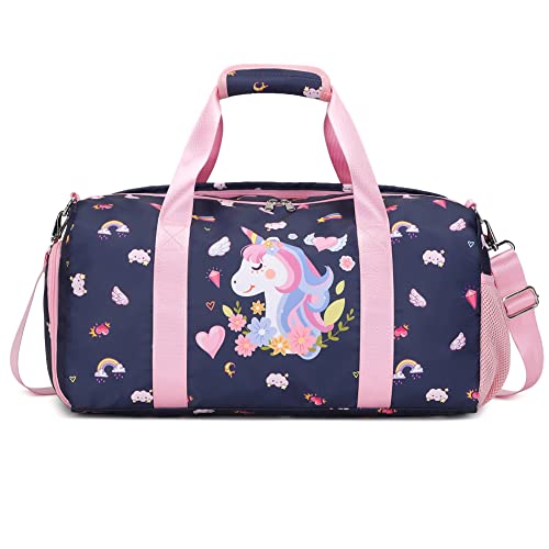 Bolsa Deporte para Infantil Niños Unicornio Bolso de Fin de Semana Niña Bolsa de Baile Chicas Bolso Deportivo Bolsas de Hombro para Gimnasio Viajes Gimnasia