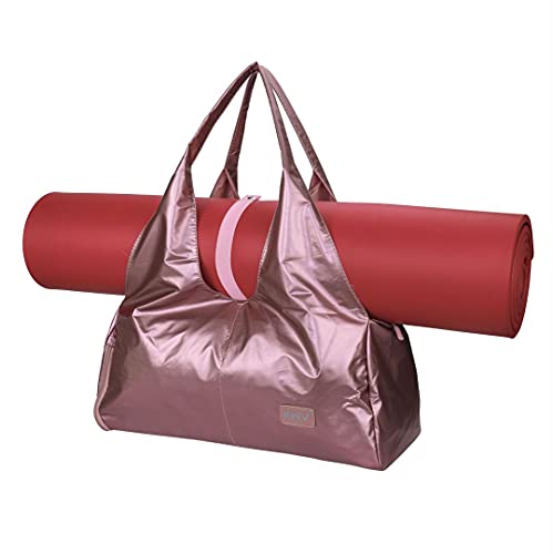 Bolsas de Gimnasio Mujeres, Zip Bolsa de colchoneta de yoga Grande, Bolsa de asa de yoga con correa, con Compartimento para Zapatos y Bolsillo Húmedo Bolsa de Viaje para Natacion Bailando Rosa