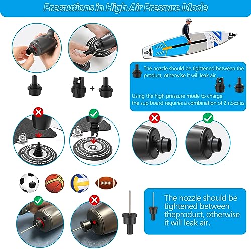 Bomba Paddle Surf 20PSI Sup Bomba de Aire Eléctrica Portatil,inflador electrico， Inflado y Desinflado 2 en 1 y Bote Inflatable Kayak Cama de Aire Deportes Acuáticos Stand Up Paddle Boards Inflables