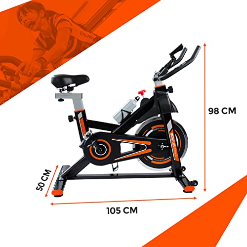 Bonplus BP | Bicicleta Spinning | Pantalla LCD | Intensidad Regulable | Pulsómetro | Altura Del Asiento - 76-98 cm | Volante Inercia 10 kg | Fitness