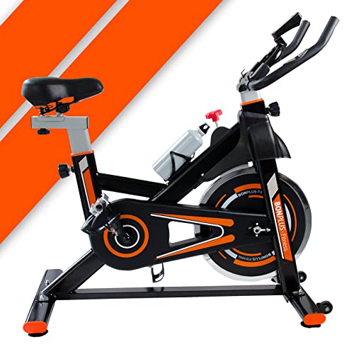 Bonplus BP | Bicicleta Spinning | Pantalla LCD | Intensidad Regulable | Pulsómetro | Altura Del Asiento - 76-98 cm | Volante Inercia 10 kg | Fitness