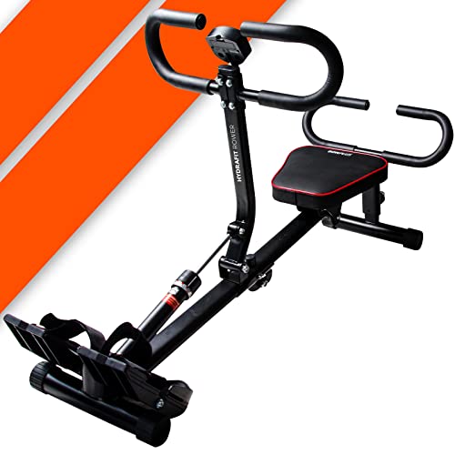 Bonplus BP | Máquina de Remo Ajustable | HydraFit Rower | Remo Multifuncional | 12 Niveles de Resistencia | Contador Incluido | Sistema Hidráulico | 3 Niveles de Intensidad | Plegable