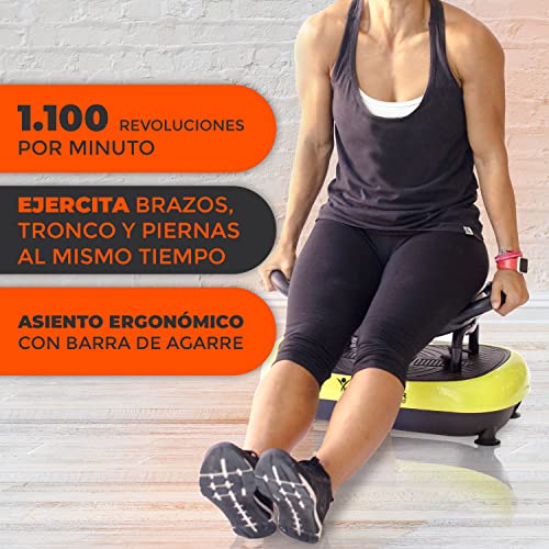 Bonplus BP | Plataforma Vibratoria de Fitness | con Asiento Profesional de Fitness | Incluye Bandas Tensoras y Mando a Distancia | Pantalla LCD | Entrena Todo el Cuerpo | Potencia 200W | Fitness