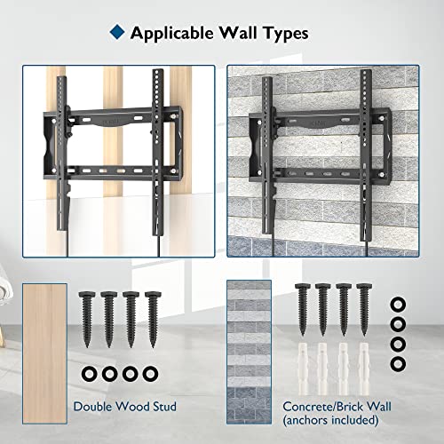 BONTEC Soporte TV Pared para Pantallas de 26-65 Pulgadas TV Planos Curvos LCD/LED/OLED, Inclinable para TV de hasta 55 kg, Máx VESA 400x400 mm