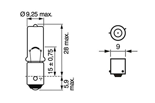 Bosch H6W Pure Light Lámparas para vehículos, 12 V 6 W BAX9s, Lámparas x2