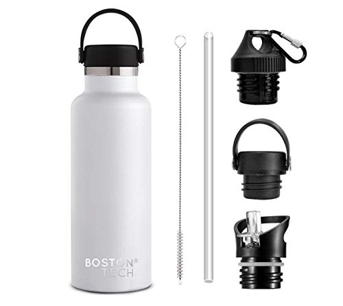 Boston Tech SP2 Botella de Agua Acero Inoxidable con Doble Pared al vacío, sin BPA Ecológica, Mantiene Bebidas frías por 24h y Calientes por 12h, Reutilizable para Deporte, Gimnasio, Viajes