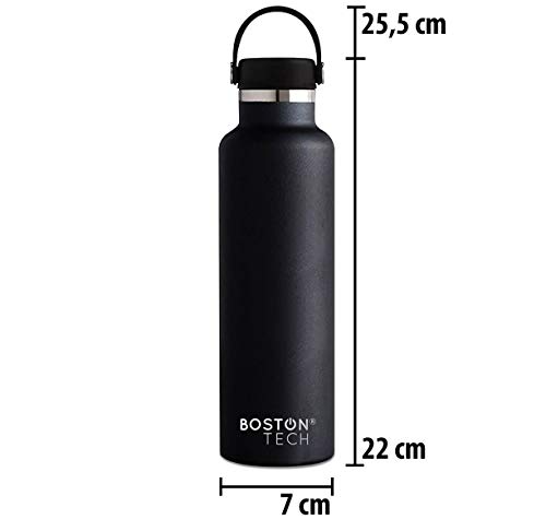 Boston Tech SP2 Botella de Agua Acero Inoxidable con Doble Pared al vacío, sin BPA Ecológica, Mantiene Bebidas frías por 24h y Calientes por 12h, Reutilizable para Deporte, Gimnasio, Viajes