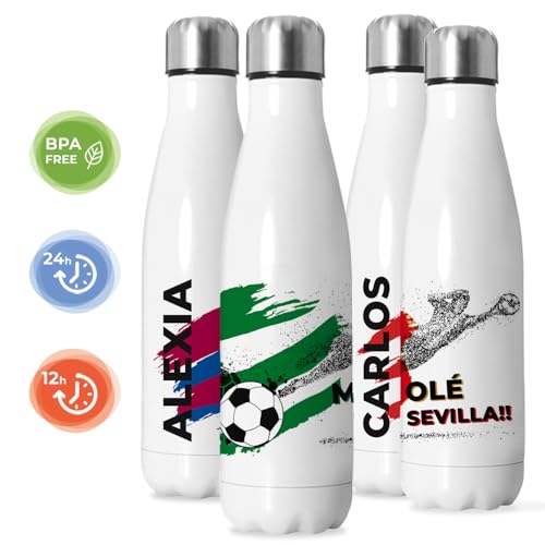 Botella Agua Barcelona FC. Botella termica personalizada nombre y colores de tu equipo de fútbol. Tu Botellas de acero inoxidable térmicas de Doble Capa y del Barça. El Regalo ideal del Barcelona fc