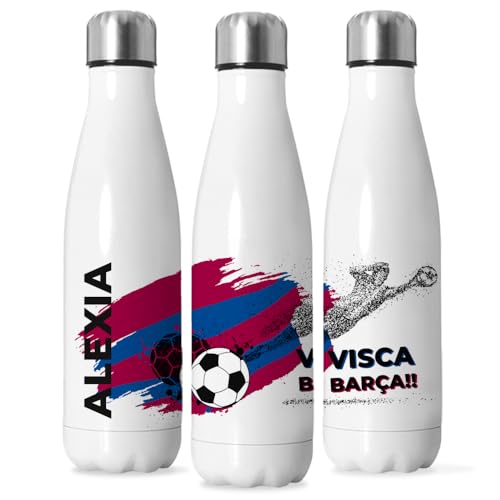 Botella Agua Barcelona FC. Botella termica personalizada nombre y colores de tu equipo de fútbol. Tu Botellas de acero inoxidable térmicas de Doble Capa y del Barça. El Regalo ideal del Barcelona fc