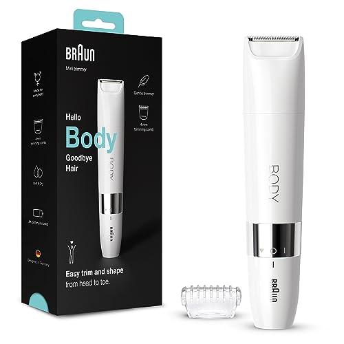 Braun Body Afeitadora Corporal Unix, Depiladora Mini para Mujer y Hombre con Peine de Recorte, Depilación de Precisión para Ingles, Axilas, Pecho, Uso en Seco y en Mojado, BS1000, Blanco