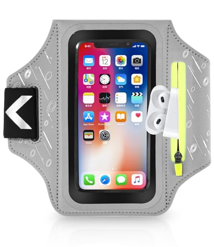 Brazalete Deportivo para Correr con Bolsa de Auriculares, Brazalete Móvil Deportivo Universal para iPhone 15 Pro 14 Pro Max/14 Pro/13 Pro/12/11 Pro/XS/XR/X Galaxy S22/S21/S20 Huawei Xiaomi