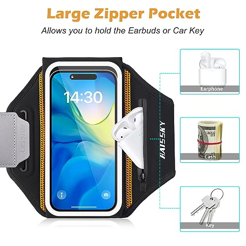 Brazalete Deportivo para Correr con Bolsa de Auriculares, Brazalete Móvil Running Ajustable Porta Movil Running para iPhone 14 Pro MAX 13 Pro 12 11 Pro, Galaxy S23 Ultra S22 S21 S20, hasta 6,9"