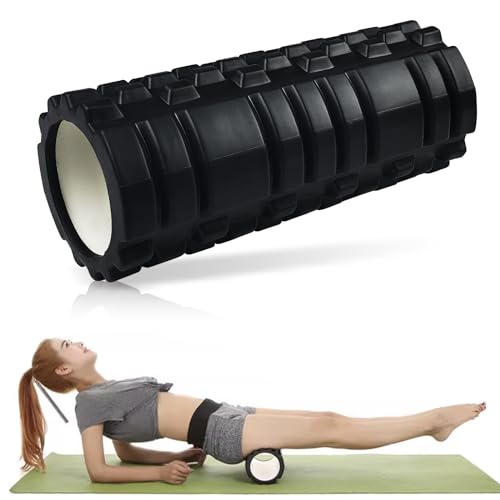 Brevanza foam roller, rodillo masaje muscular de rejilla, rulo pilates, roller masaje para Aliviar Puntos de Tensión, Terapia y Relajación, rodillo Fitness para Piernas, Espalda y Brazos