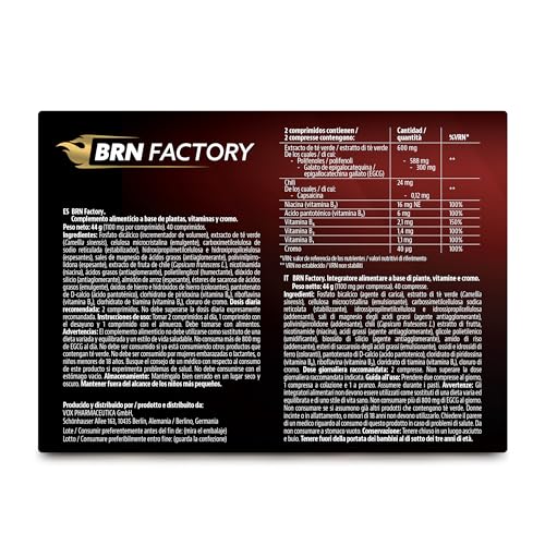 BRN Facory. 40 tabletas rojas para alcanzar los resultados deseados más rápido. Formulación creada en sinergia con la naturaleza. Paquete para 20 días. (Activo)