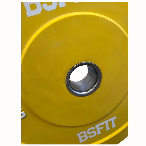 BSFIT® 1 Disco de 15 kg Pesas duraderos de Caucho, Disco olimpico Bumper Discos, Calidad Premiun Centro de Acero Orificio olimpico de 50mm