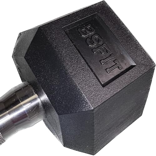 BSFIT® 1 Mancuerns Pesa, Dumbells hexagonales ergonómicas con empuñadura de Cromo y Revestimiento de Caucho de 12,5 kg X Unidad.…