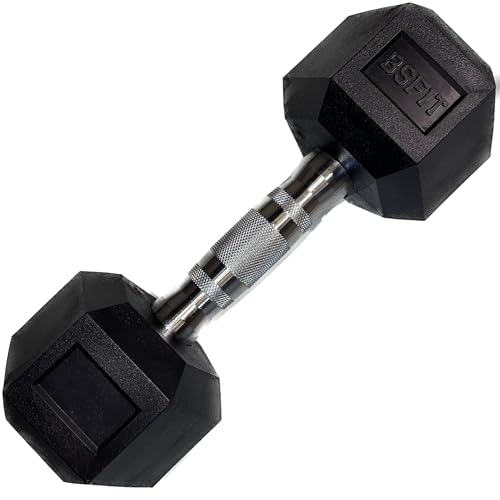 BSFIT® 1 Mancuerns Pesa, Dumbells hexagonales ergonómicas con empuñadura de Cromo y Revestimiento de Caucho de 12,5 kg X Unidad.…