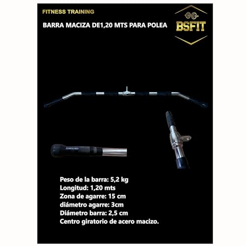 BSFIT® Agarres para Gym Acero y TPR. Barra Polea Gimnasio, DIY Barra Espalda, Barra Gym Dorsal Poleas Gimnasio para Tríceps Bíceps LAT Pulldown Ejercicios Accesorios Musculacion Deporte de Hombro