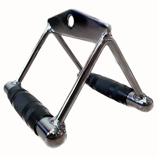 BSFIT® Asa paralela de Acero Cromado, Asa de Remo para Ejercicios clásicos de Remo/tracción en Torre de poleas de Cable, Torre de Fuerza, Torre de poleas de Cable